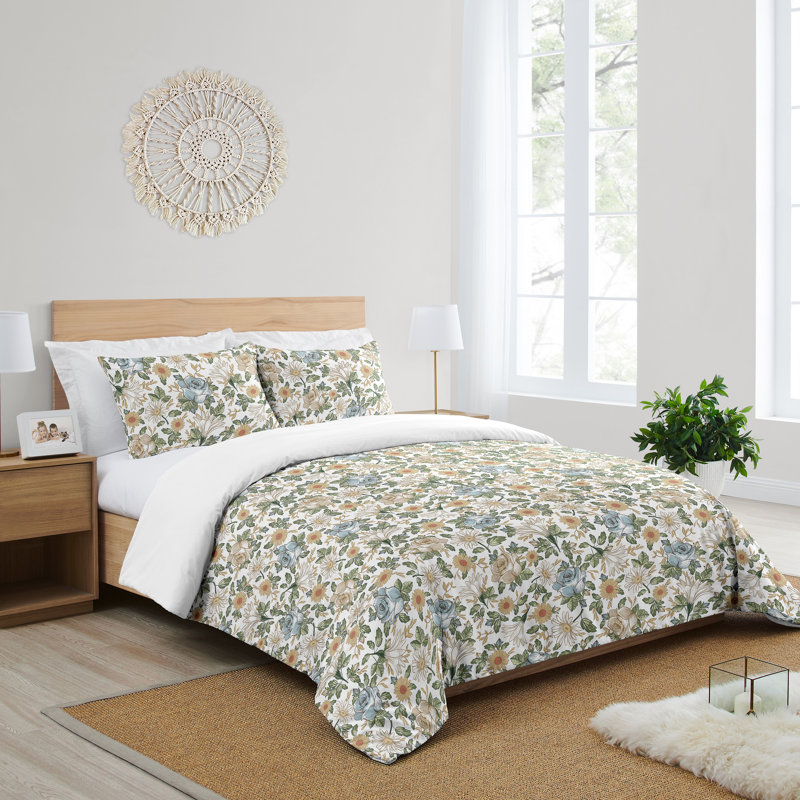 Vintage Floral Comforter Set by Sweet Jojo Designs, Full/Queen Comforter + 2 Shams, Blue/Yellow