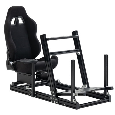 Anman Pro Racing Simulateur de cockpit en aluminium avec siège noir compatible Logitech Thrustmaster, n'inclut pas le volant, les roues et les pédales et le frein à main Shifter