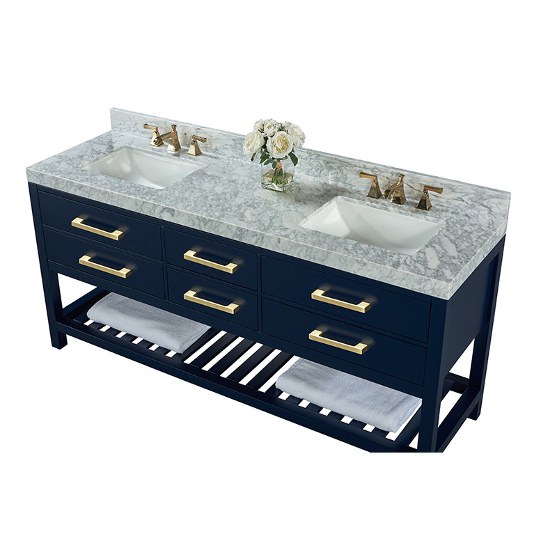Elizabeth 72'' W Double Vanity, Heritage Blue | Brushed Gold