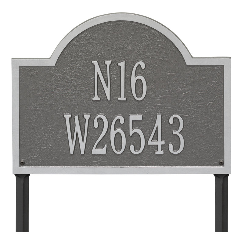 Wisconsin Special 3-Line Wall Address Plaque, Pewter and Silver, Yes