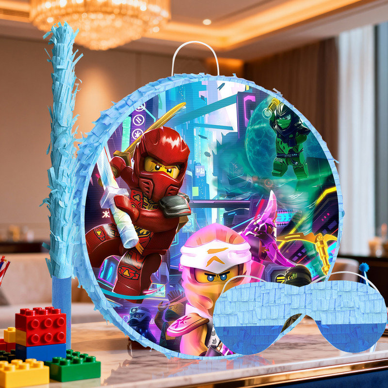 4 Pcs Ninja Piñata, Ninja Themed Party Round Pinata Bundle