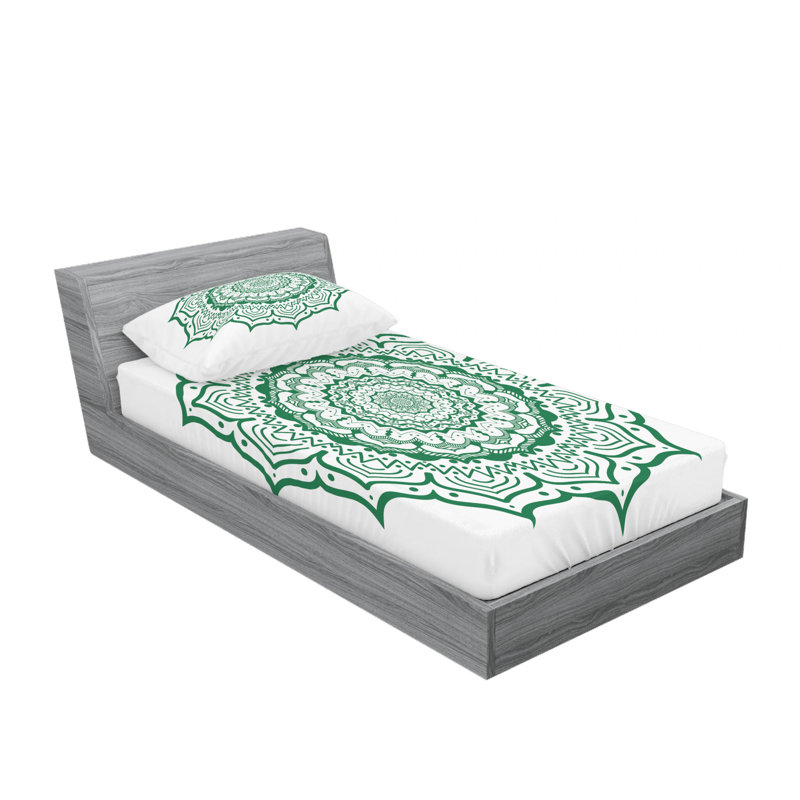 Microfiber Patterned Fitted Sheet, Twin Fitted Sheet with 1 Pillowcase