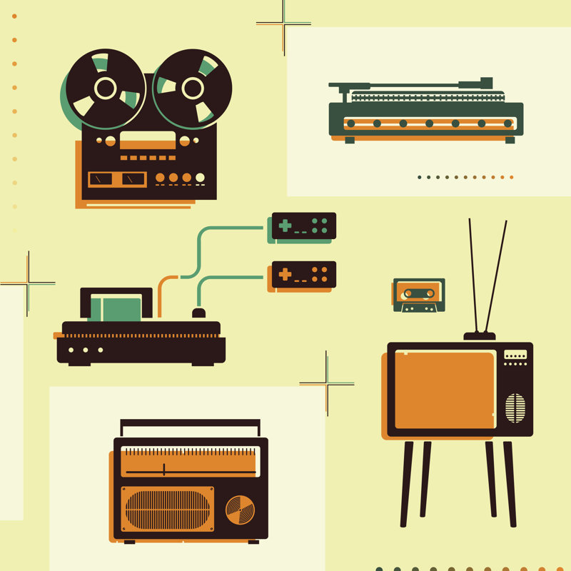 Retro Technology by Bakal - Wrapped Canvas Print, 30cm H x 30cm W