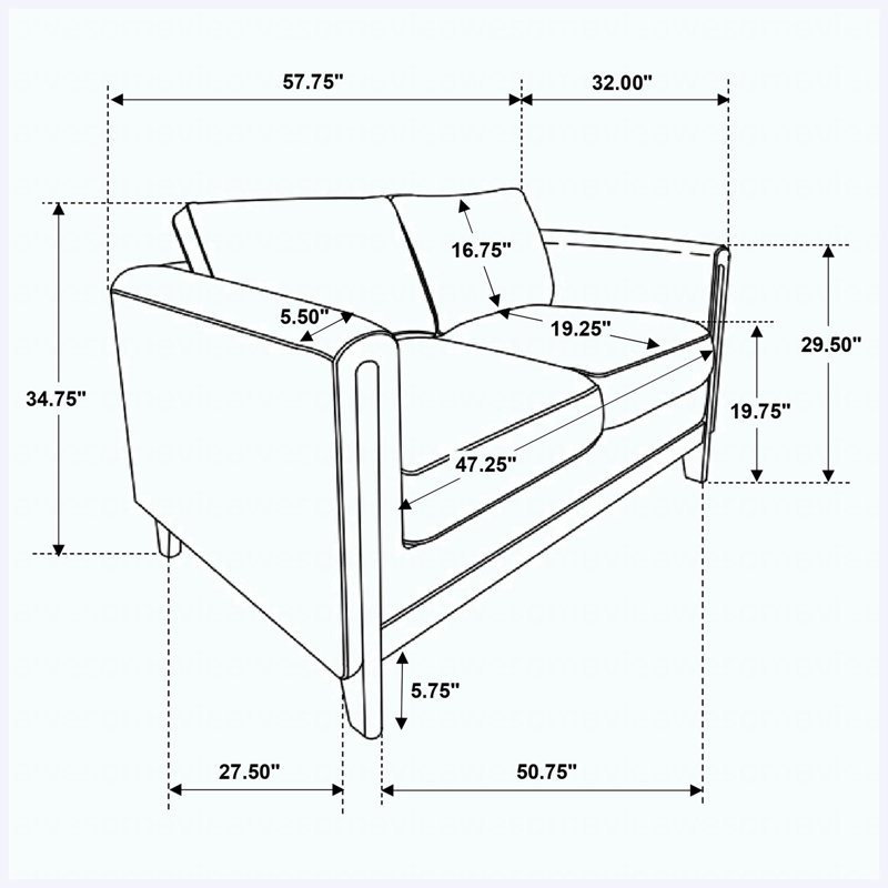 Canapé-causeuse - accoudoirs recouverts de tissu taupe