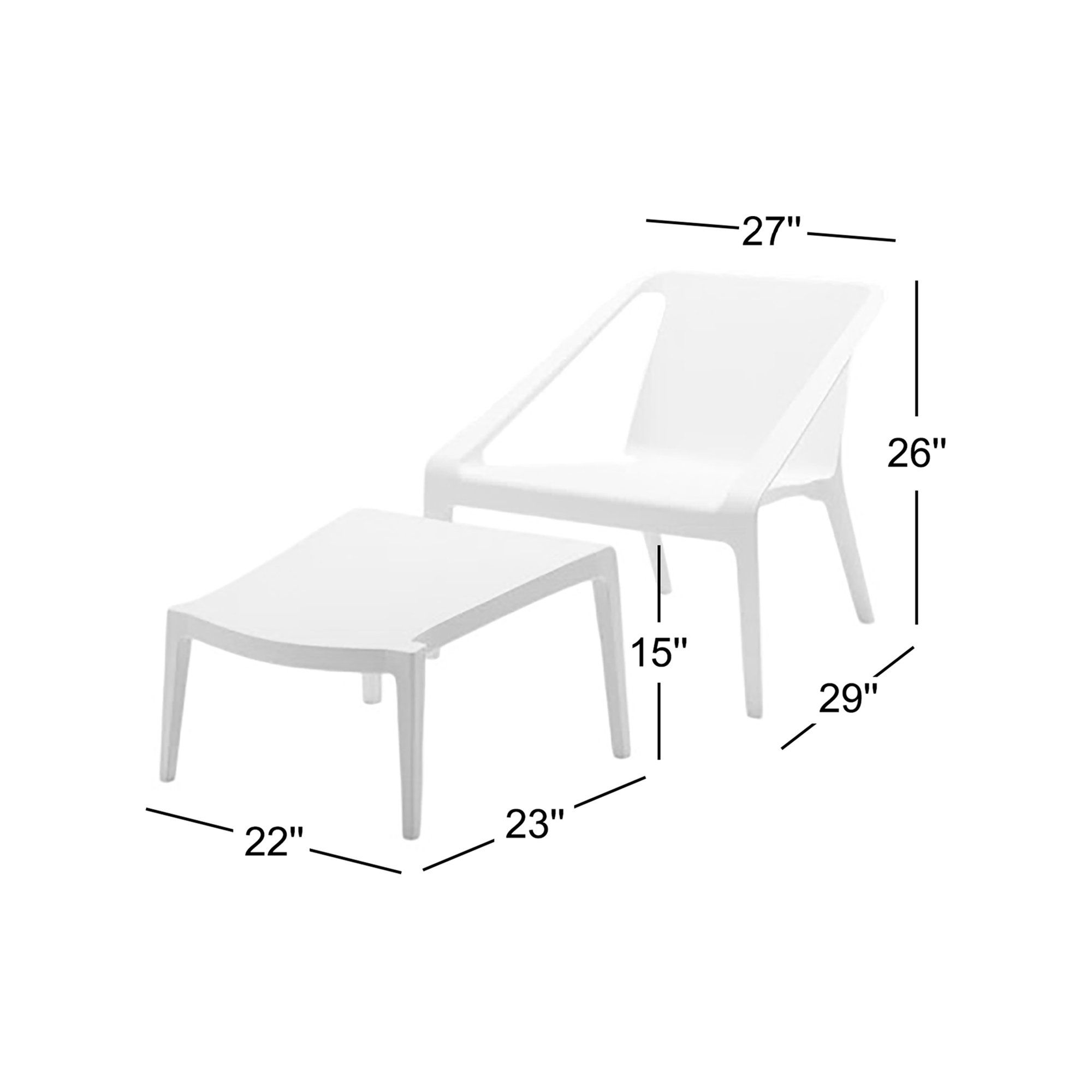 Marselia Outdoor Lounge Chair with Ottoman, White