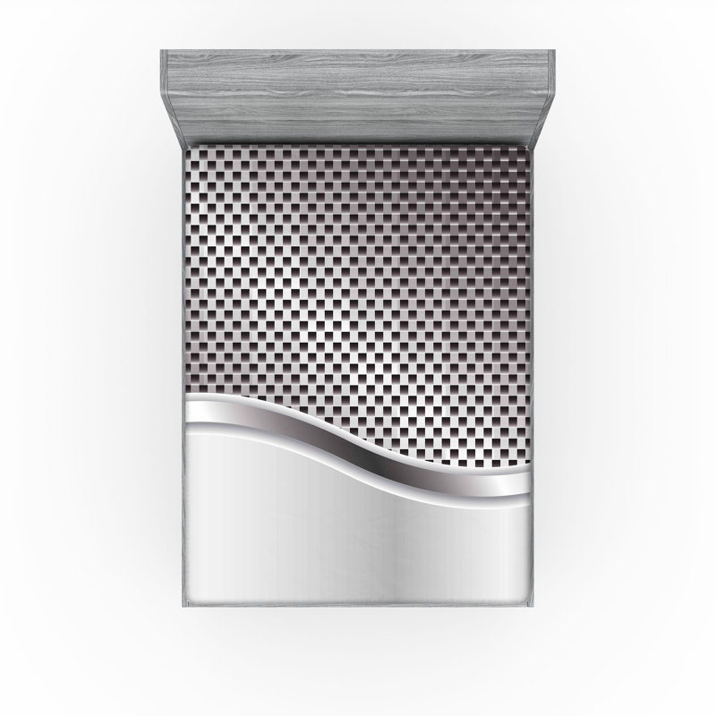 Drap-housse orange Ambesonne, Carreaux gris anthracite, Drap-housse de taille double