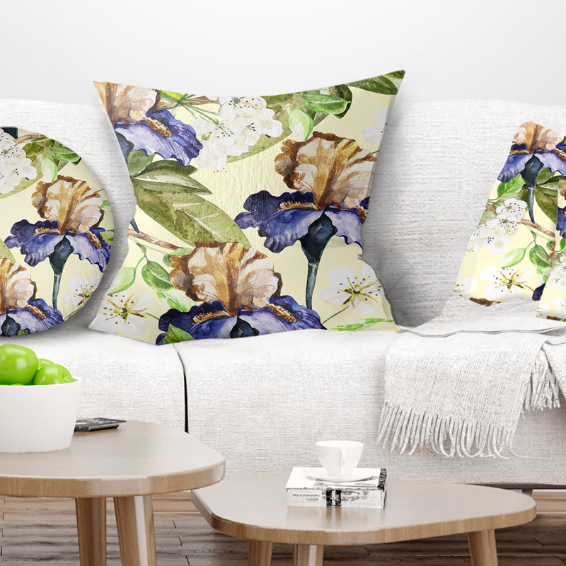 Fleurs sans soudure - art floral, 18 po x 18 po, Coussin décoratif