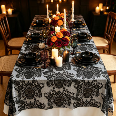 Nappe d'Halloween crâne en dentelle