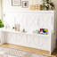 Lit double de couleur blanche avec bureau, rangement, charge et lumières à DEL pour les espaces domestiques compacts - taille avec petit éclairage intégré