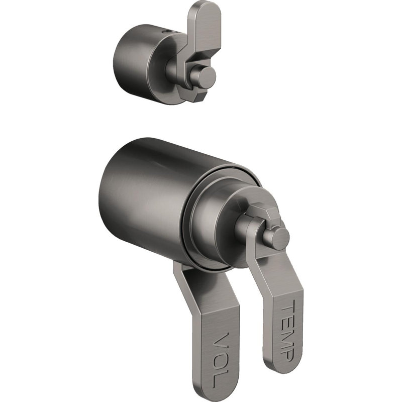 Litze® Shower Integrated Valve with Handles, Industrial Lever, Luxe Steel