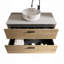 Meuble-lavabo rayé en chêne naturel avec lavabo en céramique, meuble-lavabo autoportant pour salle de bain moderne, KD-115688531