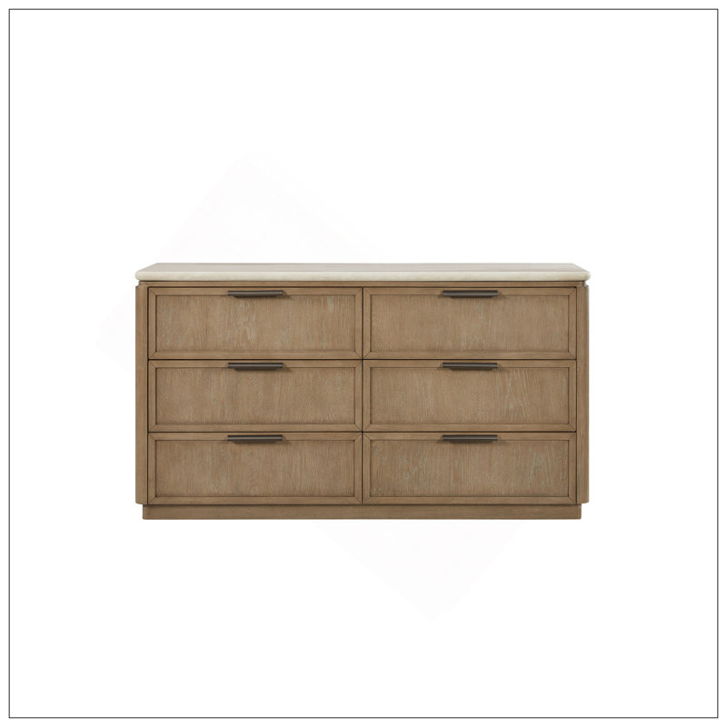 Commode avec tiroirs en placage de chêne - Caramel