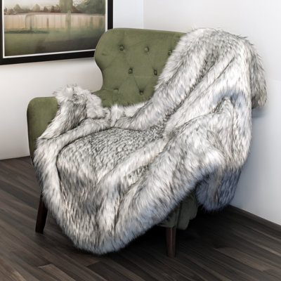 Thomas Collection® Speckled Wolf Light Grey Faux Fur Throw Blanket Assorted Sizes