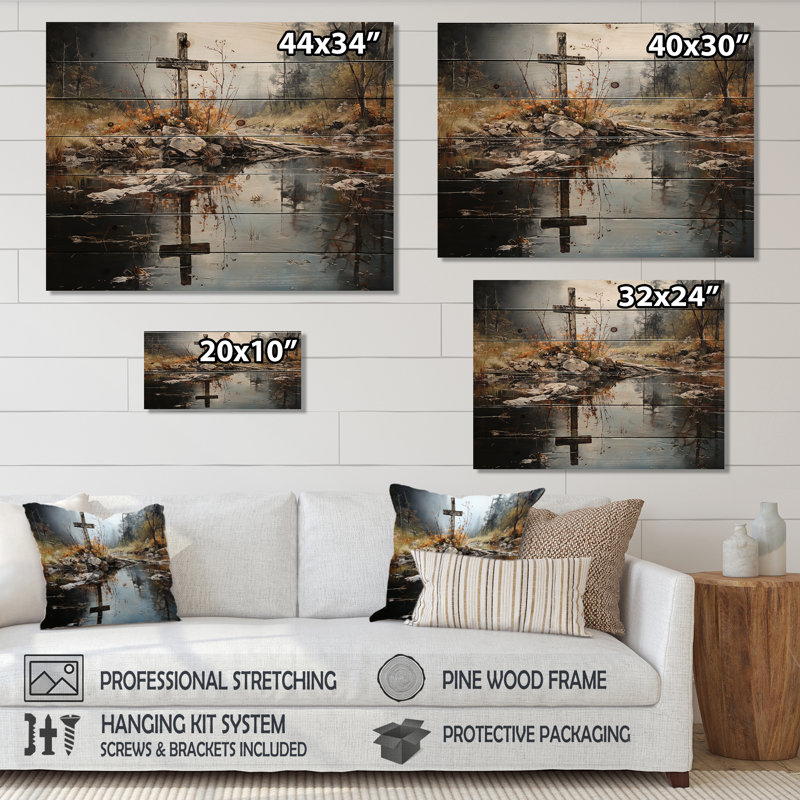 Goben - Panneaux de décoration murale en bois spirituel, H 34 po x l 44 po