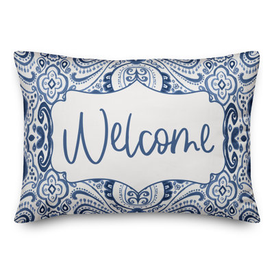 Paisley Outdoor Reversible Throw Pillow