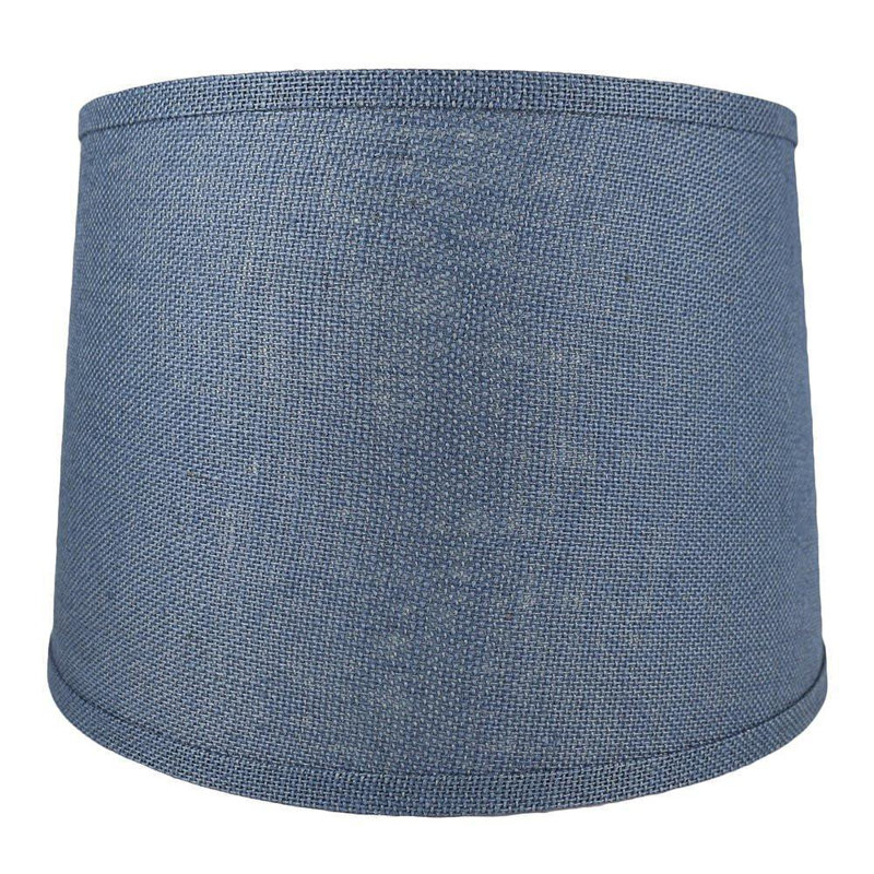 Abat-jour tambour en toile de jute (araignée), Bleu denim, H 8,5 po x l 12 po P 12 po