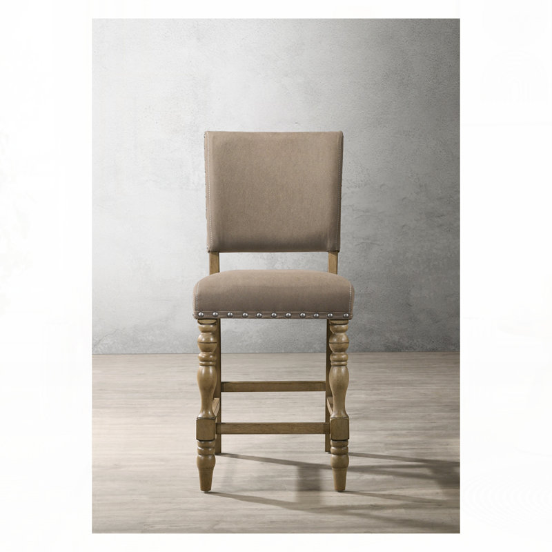 Ensemble de tabourets de bar rembourrés en tissu avec dossier en bois de grève imprimé en tissu