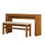 Ensemble de table de bar cannelée à hauteur de comptoir pour 2 personnes, table de salle à manger avec tabouret rembourré en tissu avec pieds en bois massif, table de salle à manger derrière le canapé pour le petit déjeuner-134064793-134064794