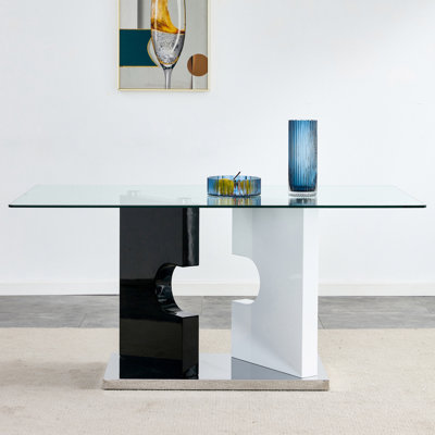 Grande table de salle à manger moderne en verre Drishika