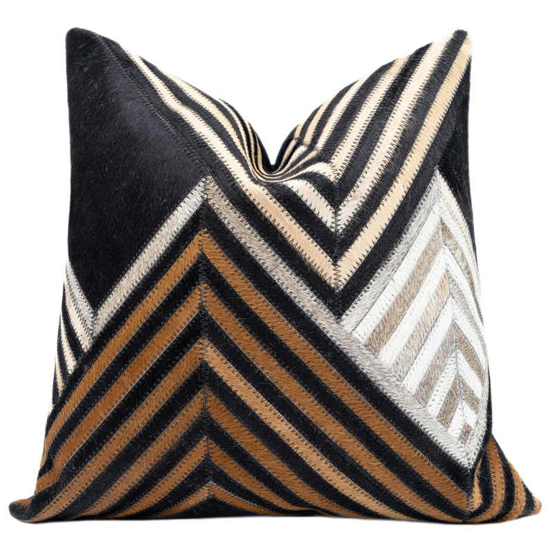 Coussins décoratifs en cuir de vache Canvello, H 18 po x l 18 po, Carré