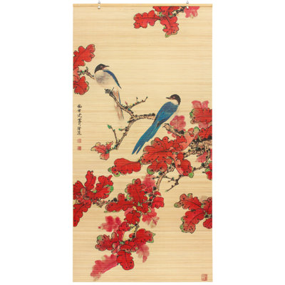Store de fenêtre en bambou - Oiseau et bambou