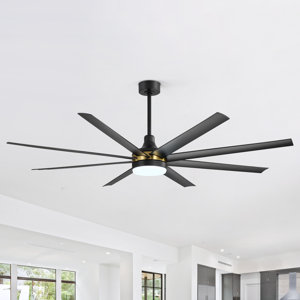 Jamii-Leigh 65/72/84 inch Large Indoor/Covered Outdoor Modern Ceiling Fan with Led Lights and Remote, 6-Speed, Reversible Quiet DC Motor, Timer, 8-ABS-Blade