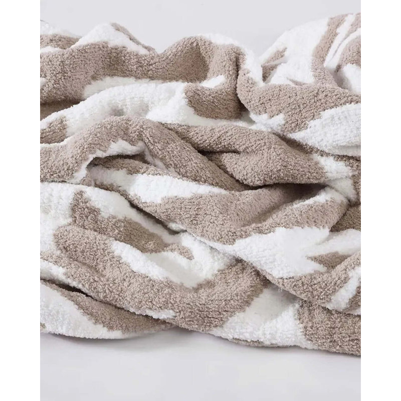 Casablanca Throw Blanket, Taupe/Off White Abstract