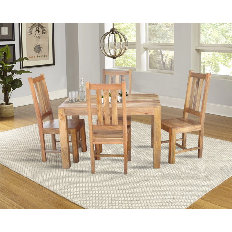 Munnar Solid Wood Top Metal Base Dining Table, Light Mango, 76cm H x 175cm W x 90cm D