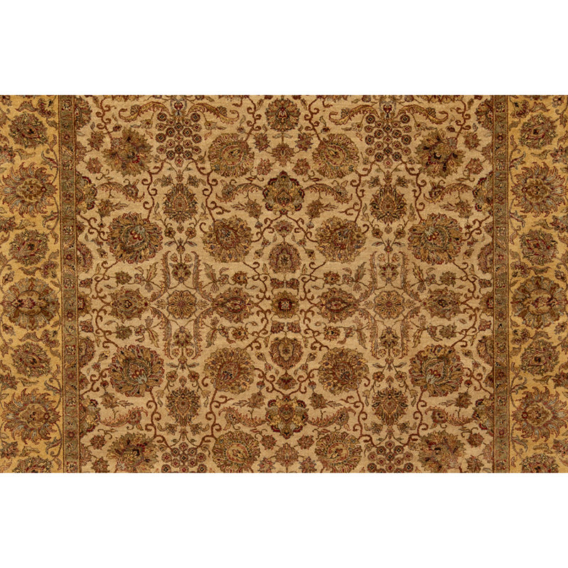 Tapis ivoire et doré de haute qualité noué à la main