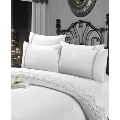 Jenifry Ivory Microfibre 8TC Modern & Contemporary Duvet Cover Set