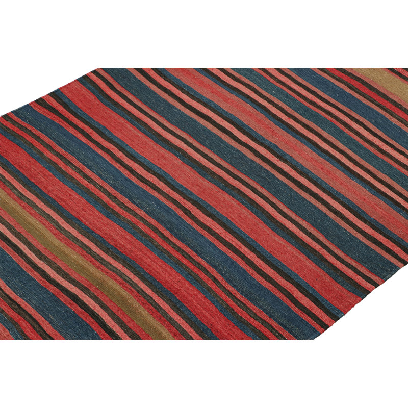 Vintage Kilim In Red With Multicolor Stripes, From Rug & Kilim