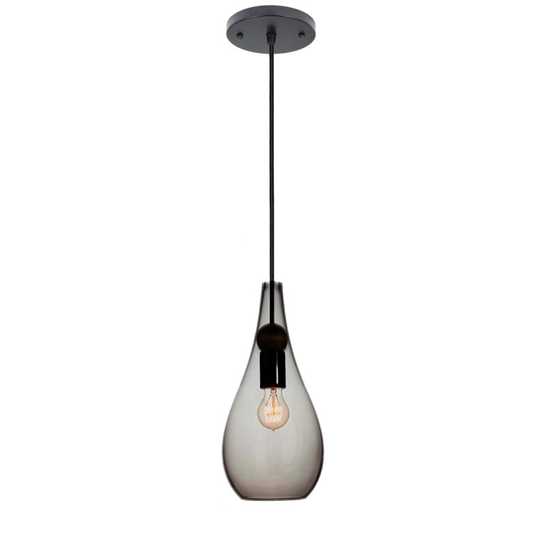 Earth 1 - Light Pendant, Clear Glass, Black, 13" H x 6" W x 6" D