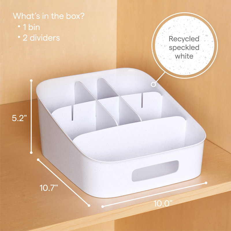 Organisateur de collations ShelfBin de Pantry Organisateurs, panier sans BPA pour l'organisation de garde-manger, blanc moucheté