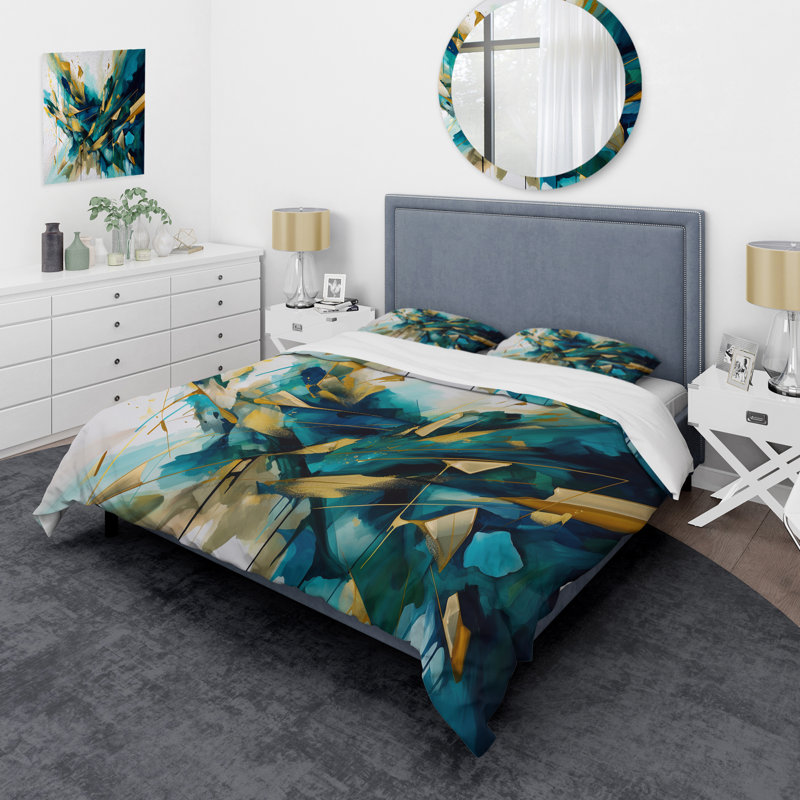 Ensemble de housse de couette en microfibre / polyester Golden Explosion Triangles VII Bedding