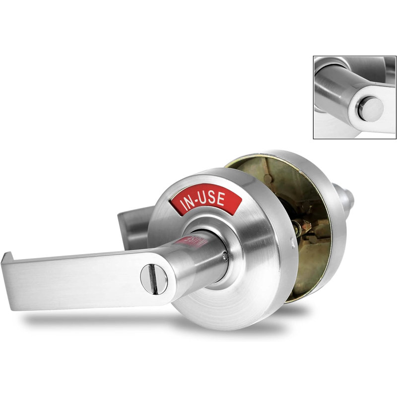 Vizilok ADA Stylish Door Lock Featuring Indicator and 1-Touch Push-Button in Multiple Colors & Sizes, Chrome, Left