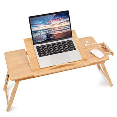 Folding And Adjustable Computer Tray For Bed, Sofa, Or Floor