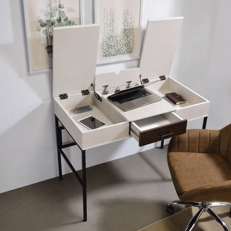 Bureau d'écriture naturel et noir avec port USB
