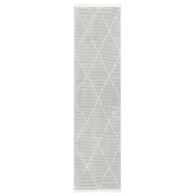 TOWN & COUNTRY LUXE Tretta Contemporary Diamonds Runner Area Rug with Plush High-Low Texture, Ivory