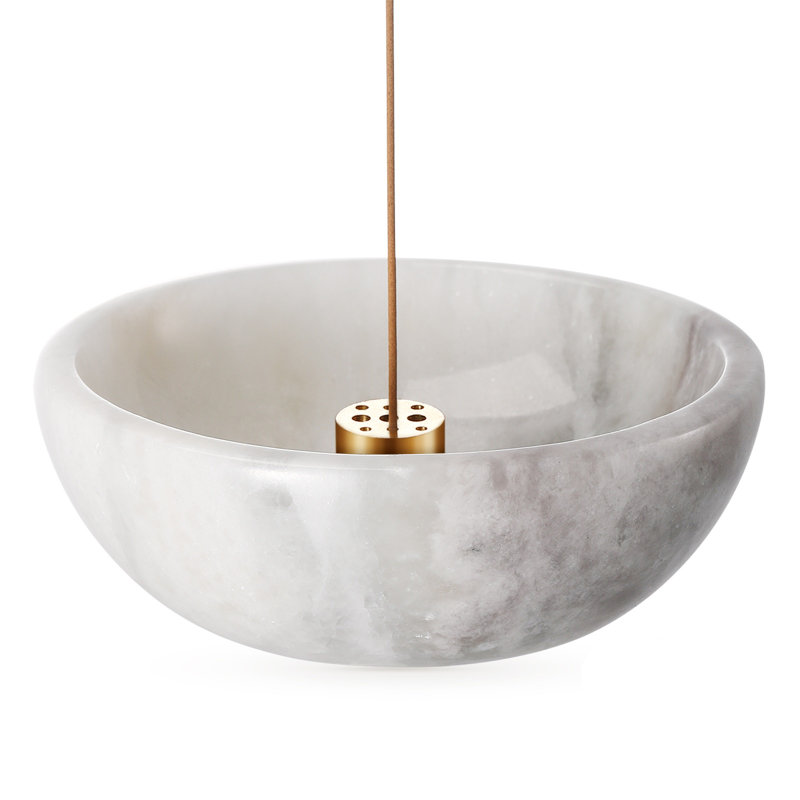 Brûleur d'encens en marbre, Blanc / Gris