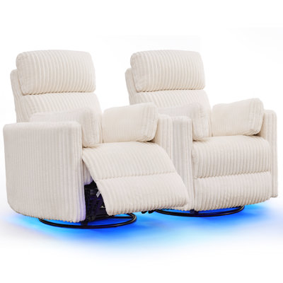 Fauteuil inclinable électrique à bascule pivotant avec appui-tête réglable et ensemble d'éclairage à DEL 2 pièces