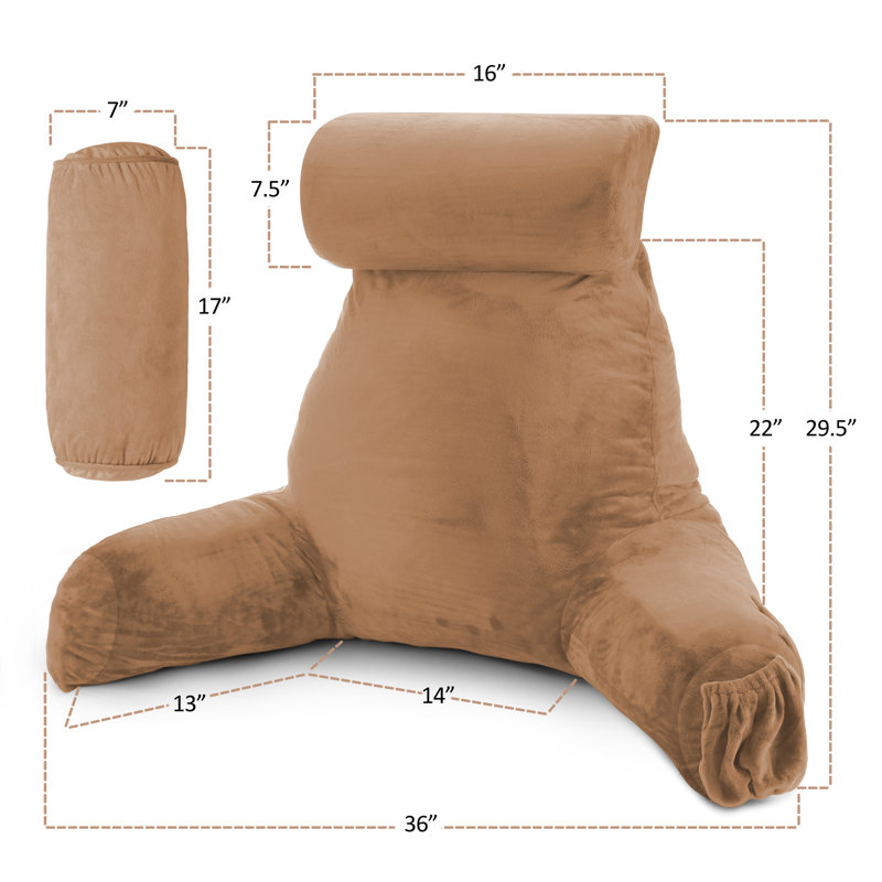 Nestl Reading Back Pillow For Reading & Bed Rest, Mocha Light Brown, 22" H x 36" W x 13" D