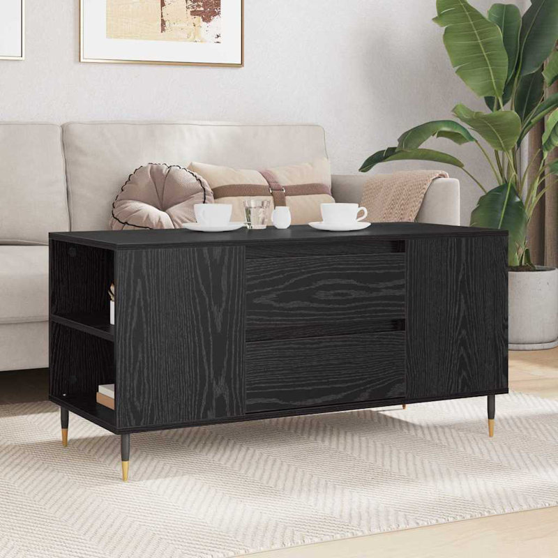 Coffee Table with Storage, Black Oak