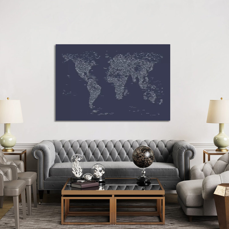 Font World Map by Michael Tompsett - Wrapped Canvas Painting, 152.5 cm H x 101.5 cm W