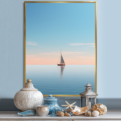 «Blue Maritime Sailboard Horizon I» sur toile