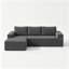 Canapé modulaire en forme de L en flanelle désossée avec siège profond, choix de méridienne orientée à droite, double poches latérales, aucun assemblage requis-132440248-132440253-132440250