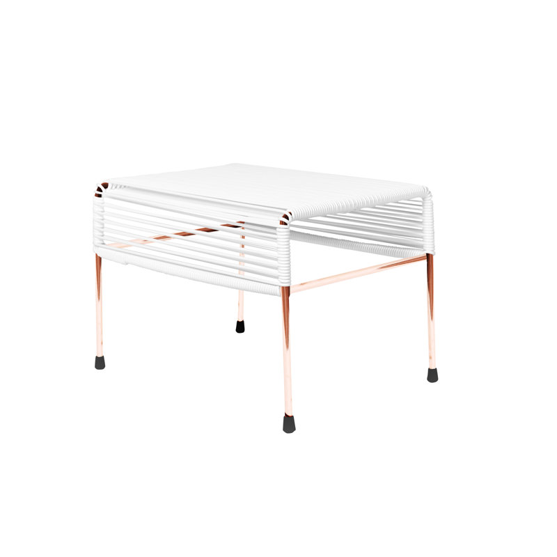 Atom Indoor/Outdoor Handmade Ottoman, White, Copper