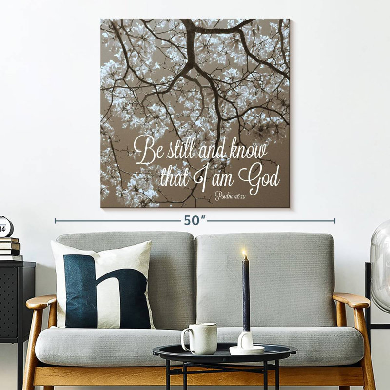 Verset biblique «Tergel Be Still», H 33 po x l 33 po