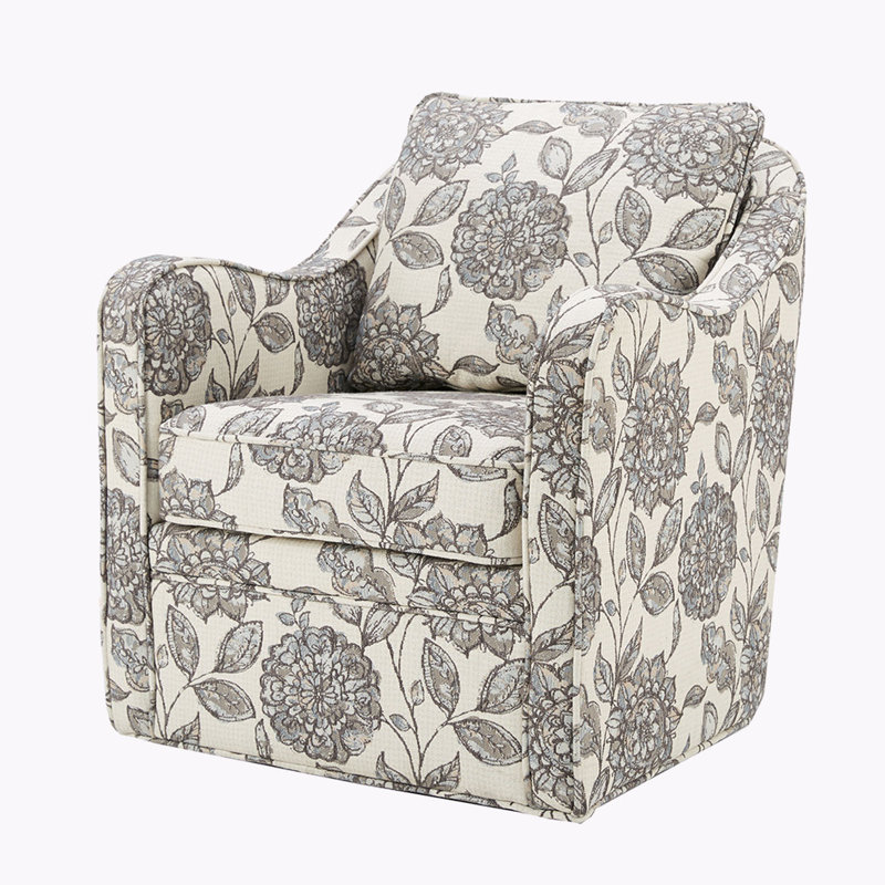 Logan 360-Degree Swivel Chair, Gray/White Polyester
