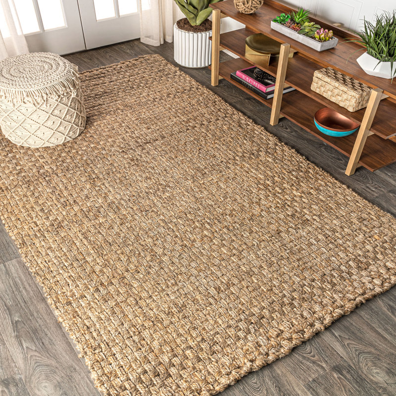 Tapis naturel en jute tissé à la main Ehlers, Rectangle 7 pi 8 po x 10 pi
