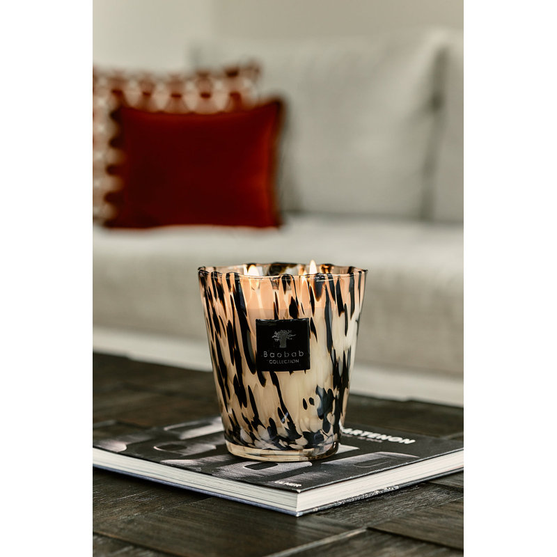 Pearls Black Candle, 13.8" H x 9.36" W x 9.36" D